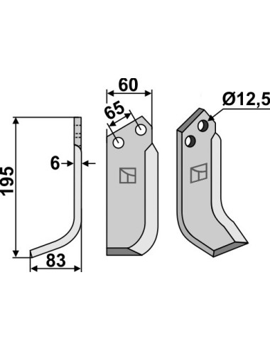 Couteau, modèle gauche