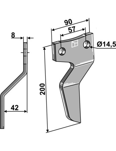 Dent rotative, modèle gauche