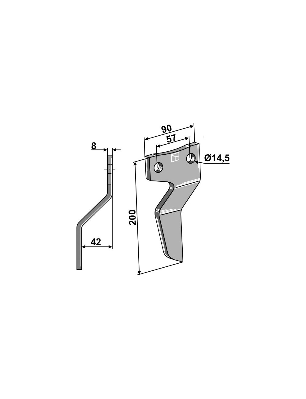 Dent rotative, modèle gauche