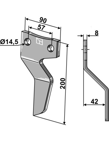 Dent rotative - modèle droit