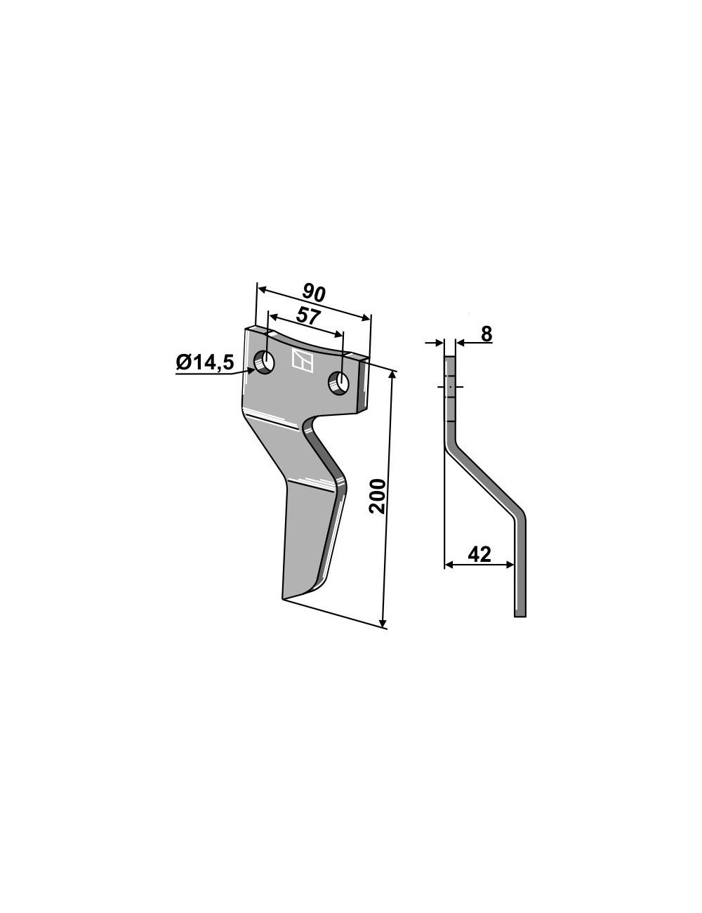 Dent rotative - modèle droit