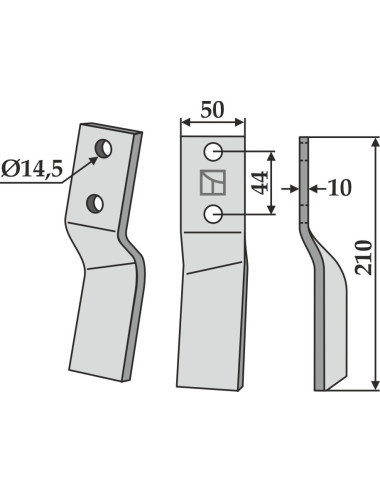 Dent rotative, modèle droit