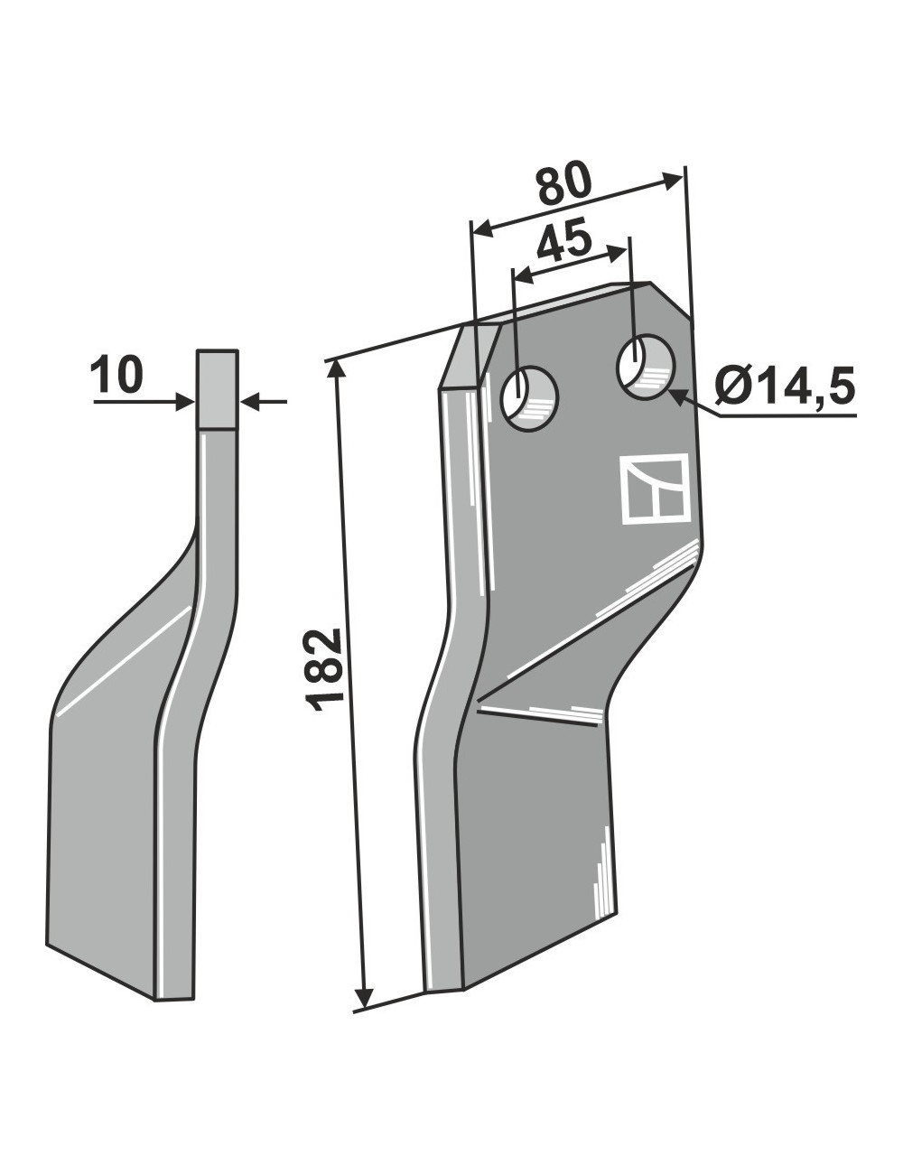 Dent rotative - modèle droit