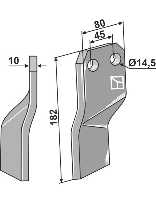 Dent rotative - modèle droit