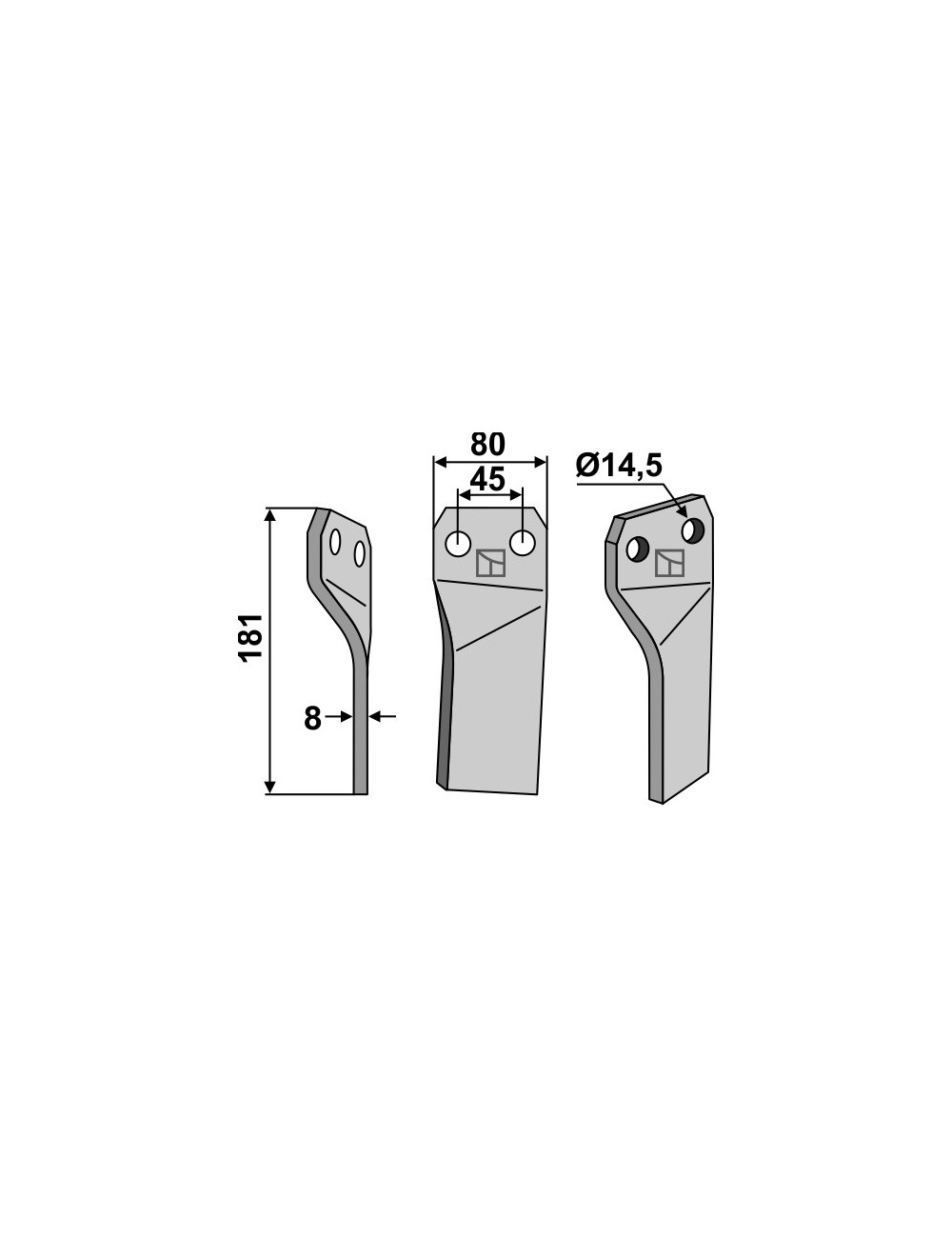 Dent rotative, modèle gauche