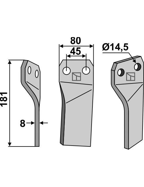 Dent rotative, modèle gauche