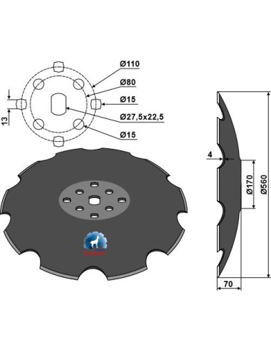Disque crénelé à fond plat Ø560
