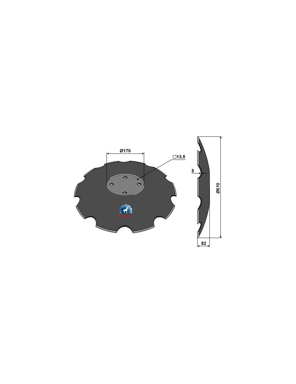 Disque crénelé à fond plat - Ø610