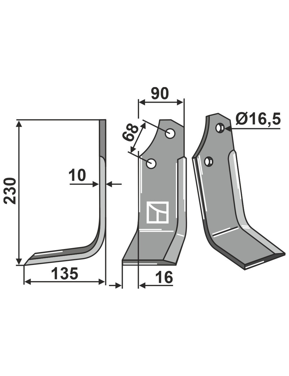 Couteau, modèle gauche