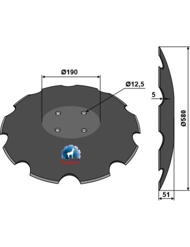 Disque crénelé à fond plat Ø580