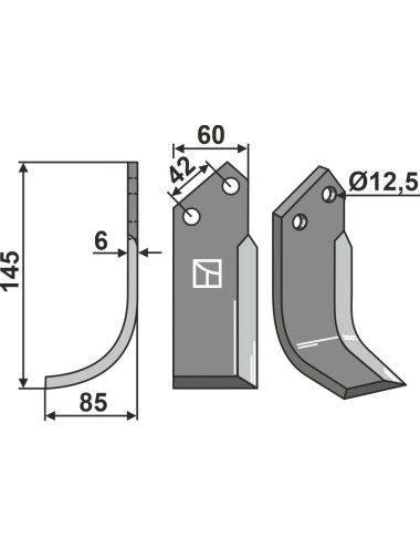 Couteau, modèle gauche