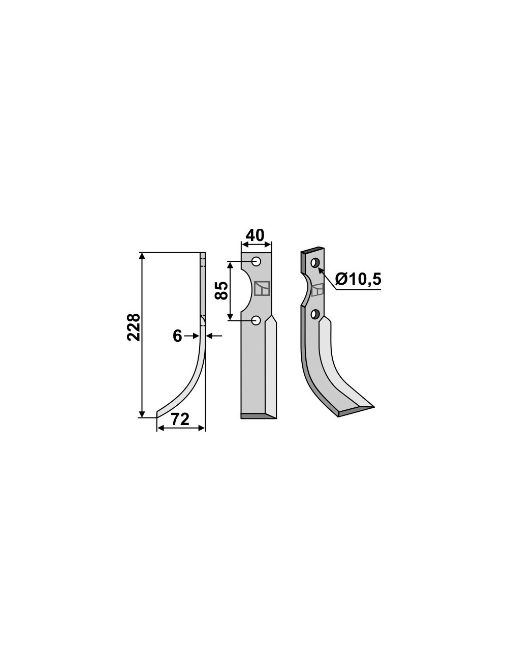 Couteau, modèle gauche