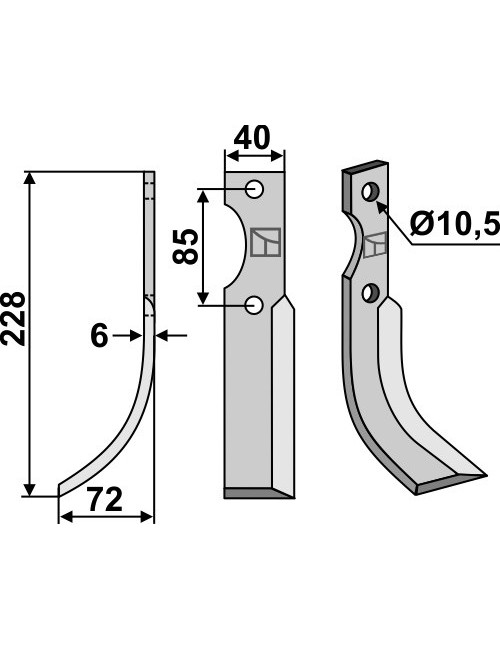 Couteau, modèle gauche