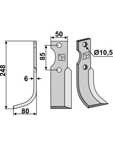 Couteau, modèle gauche