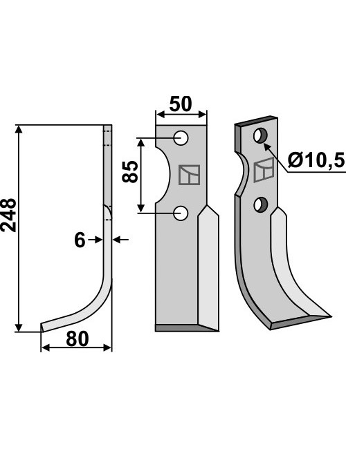 Couteau, modèle gauche