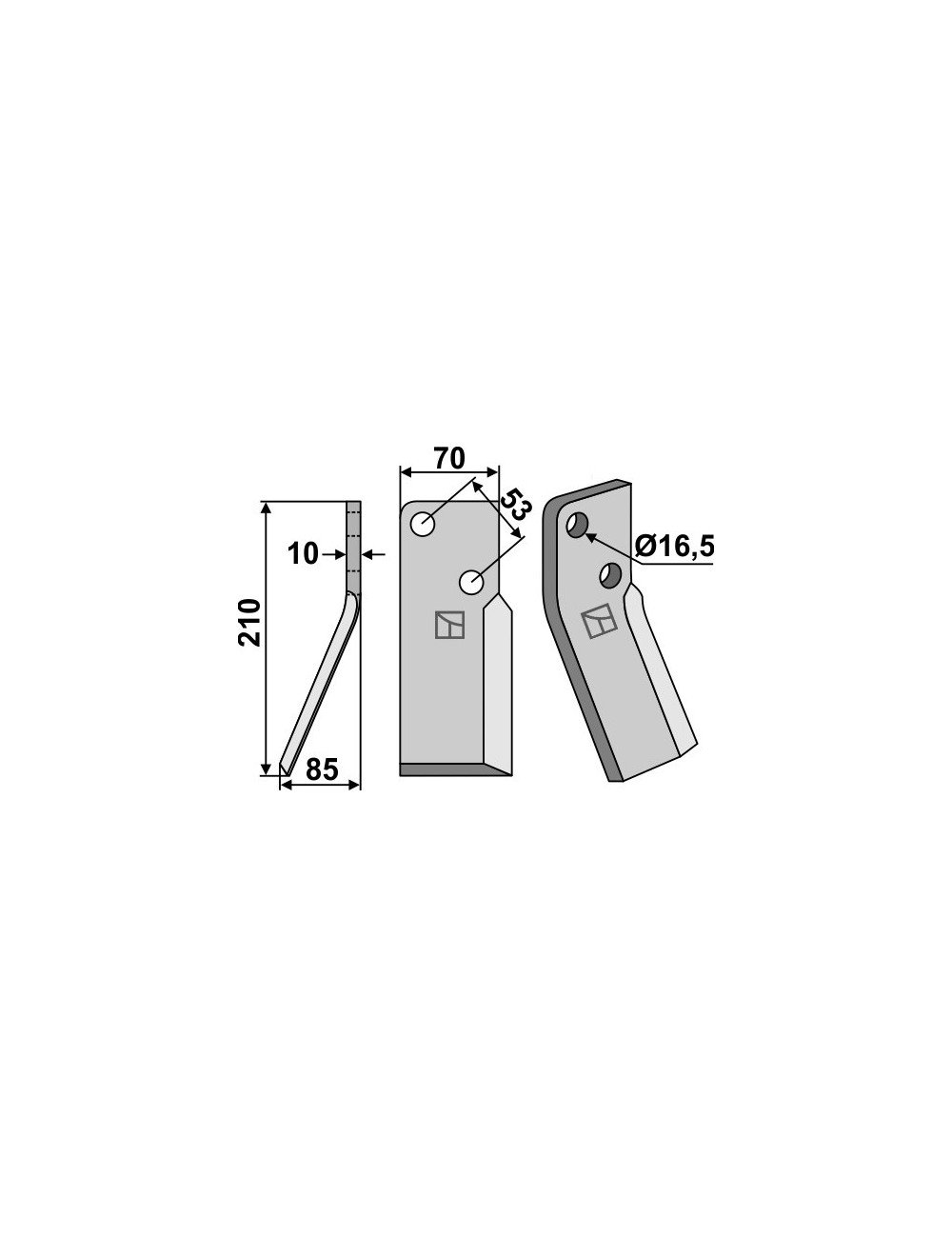 Dent rotative, modèle gauche