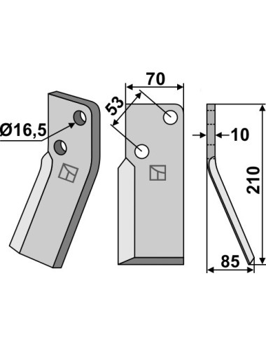 Dent rotative, modèle droit