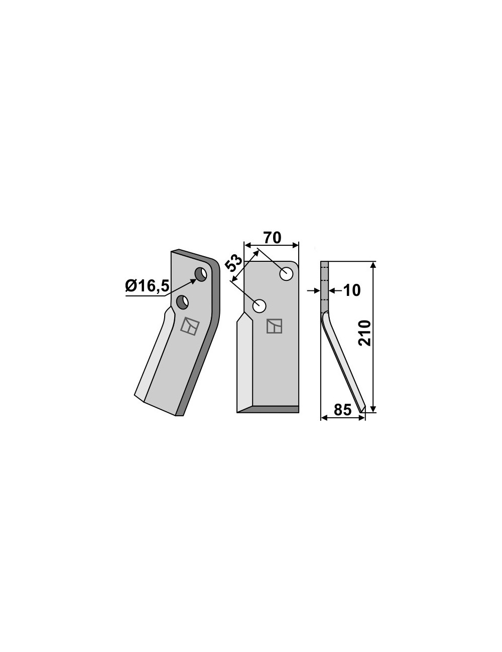 Dent rotative, modèle droit