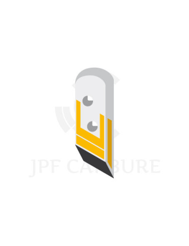 Pointe droite avec plaquettes carbure et rechargement pour soc de charrue.