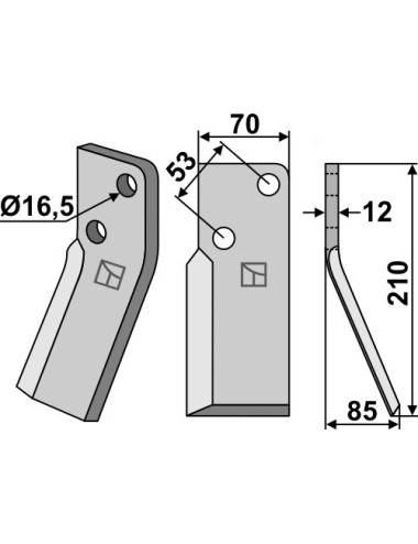 Dent rotative, modèle droit