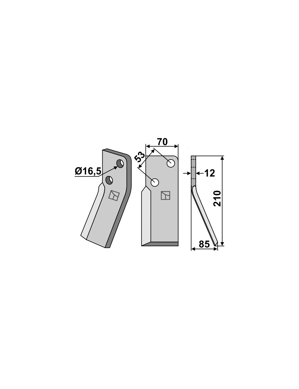 Dent rotative, modèle droit