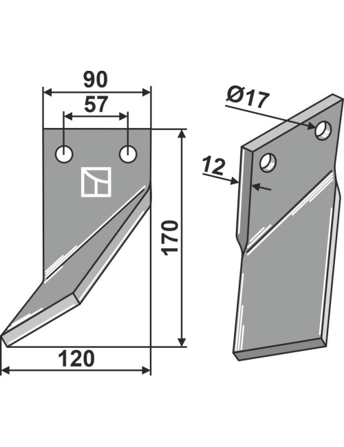 Dent rotative, modèle gauche