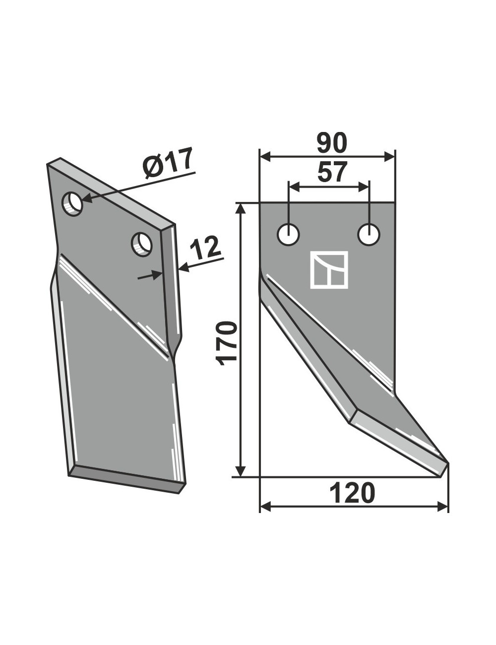 Dent rotative, modèle droit