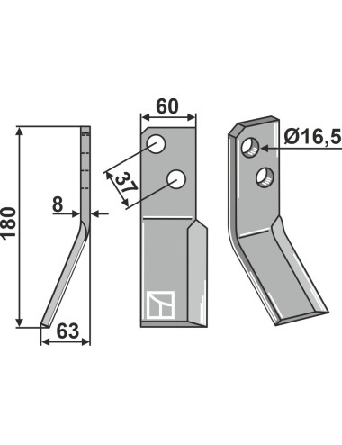 Dent rotative, modèle gauche