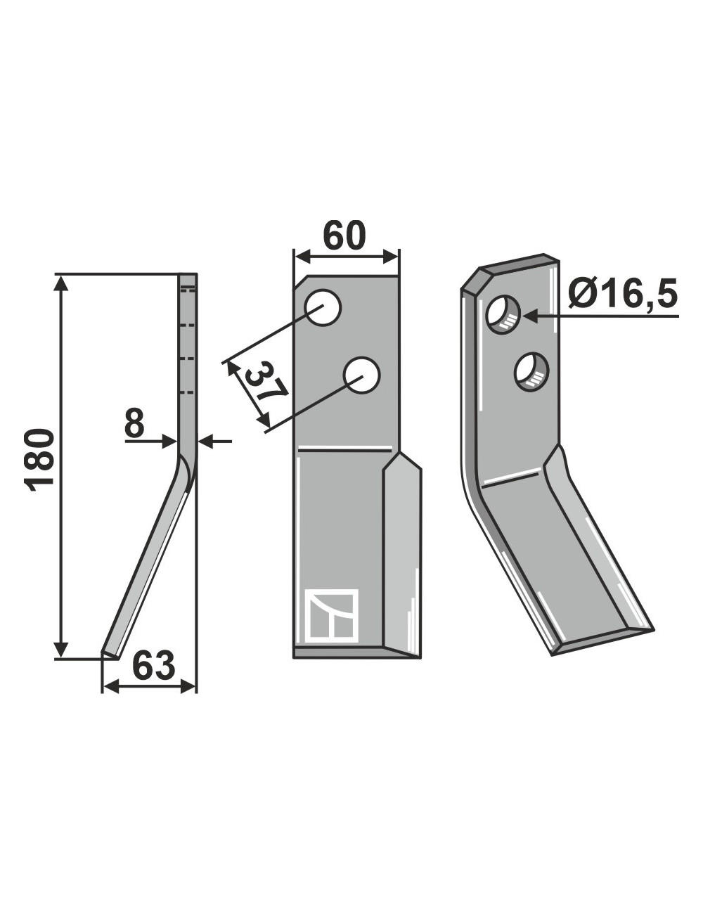 Dent rotative, modèle gauche