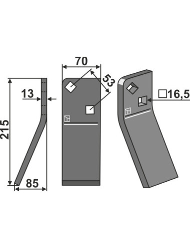 Dent rotative, modèle gauche