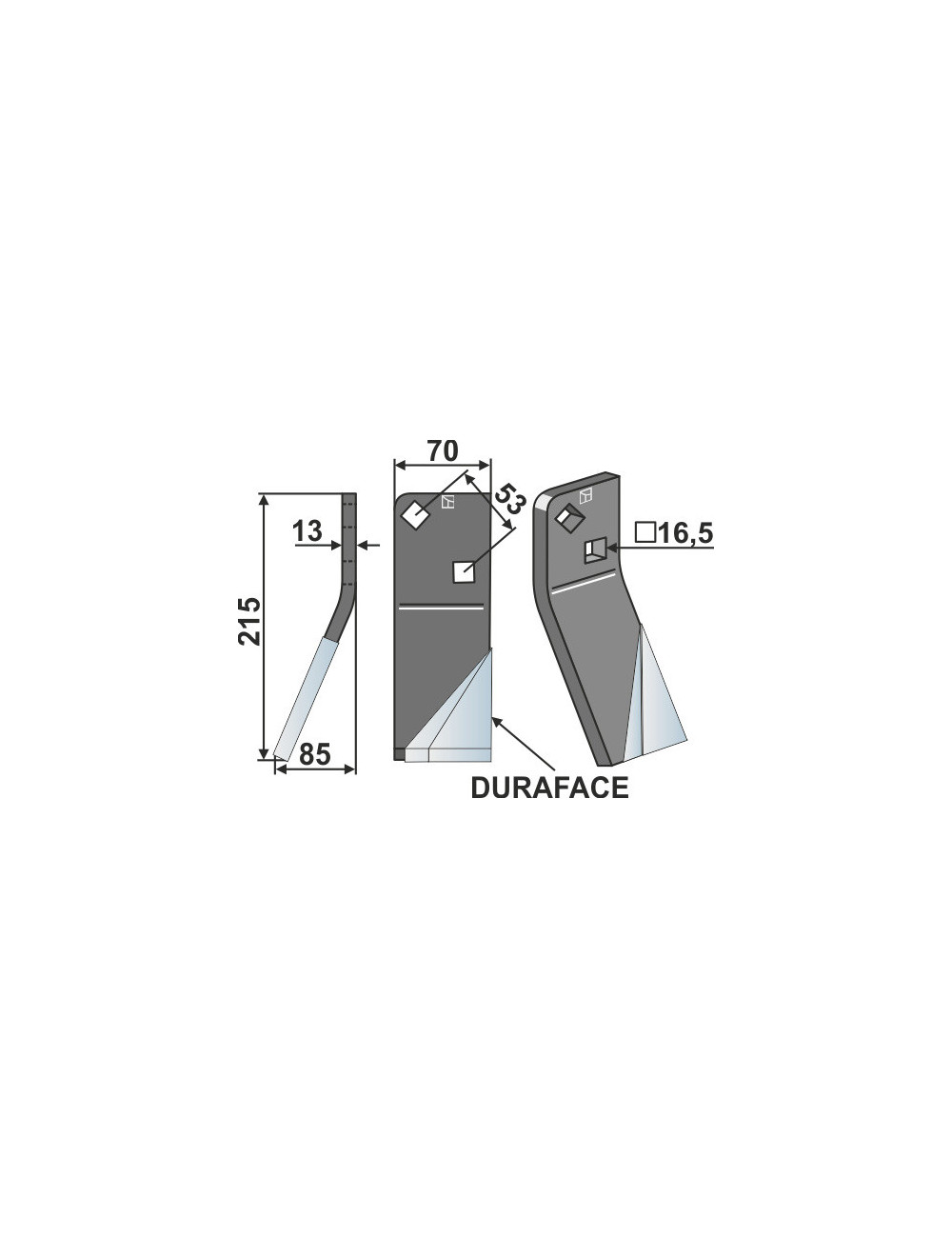 Dent rotative DURAFACE, modèle gauche