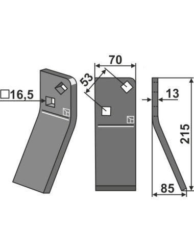 Dent rotative, modèle droit