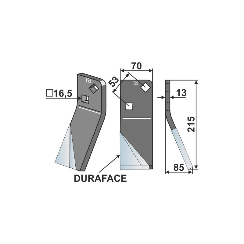 Dent rotative DURAFACE, modèle droit