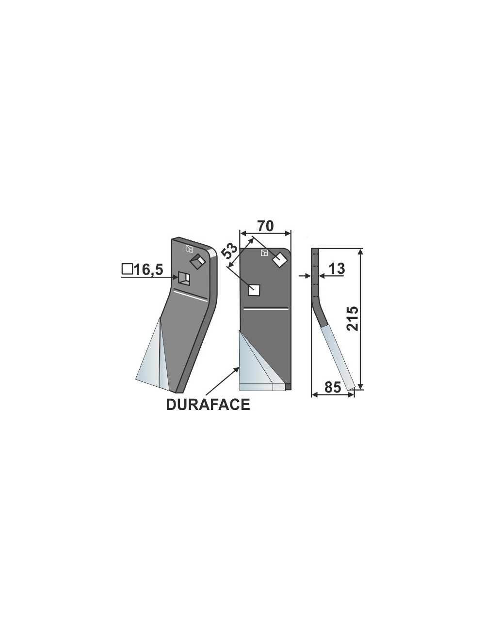 Dent rotative DURAFACE, modèle droit