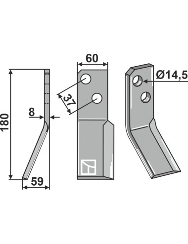 Dent rotative, modèle gauche