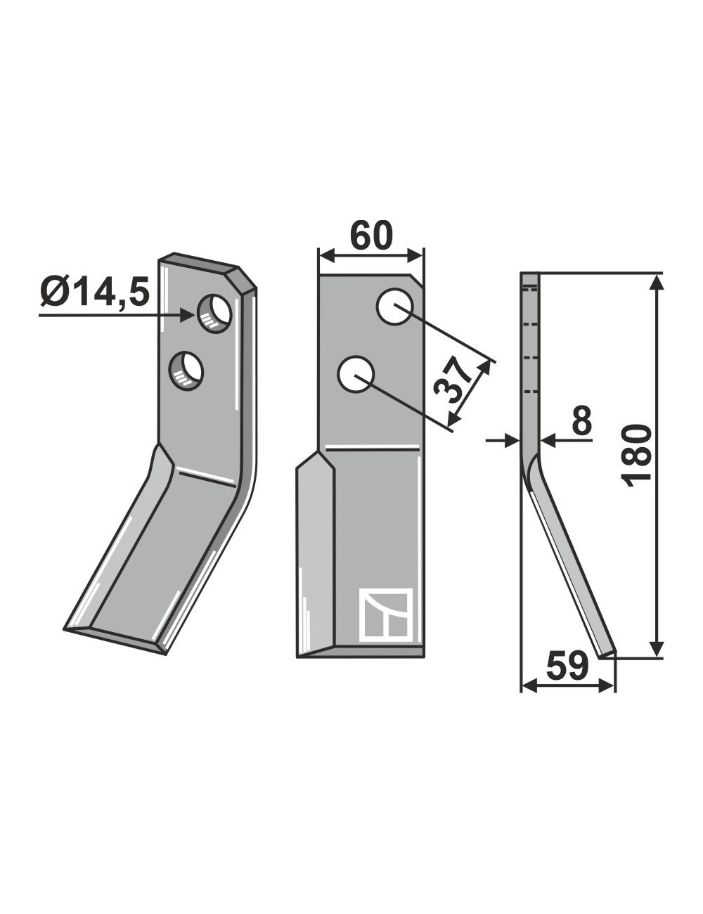 Dent rotative, modèle droit