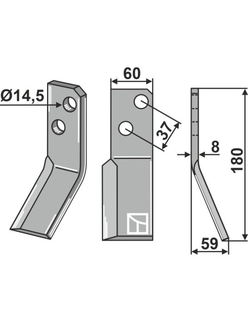 Dent rotative, modèle droit