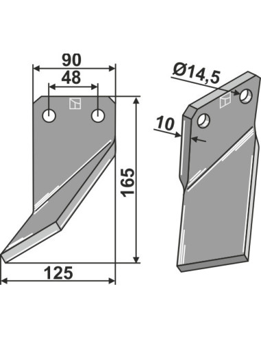 Dent rotative, modèle gauche