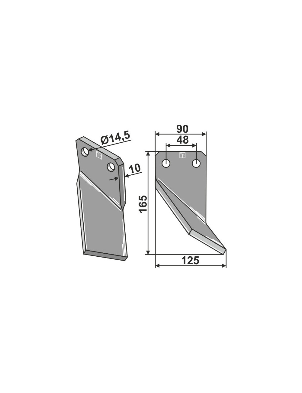 Dent rotative, modèle droit