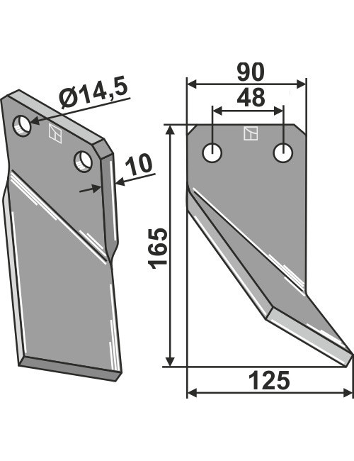 Dent rotative, modèle droit