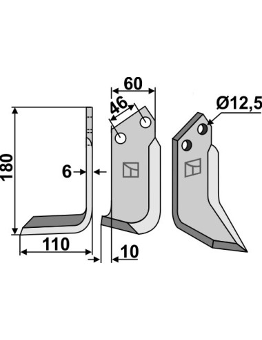 Couteau, modèle gauche