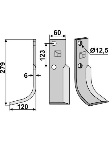 Couteau, modèle gauche