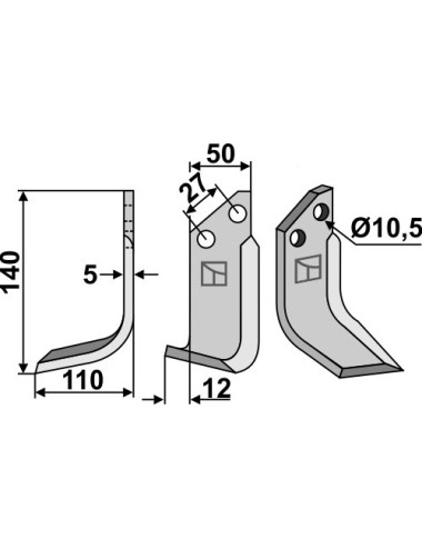 Couteau, modèle gauche