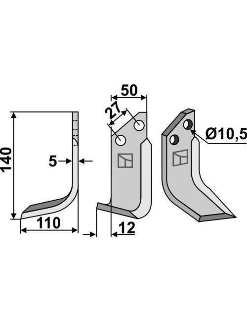 Couteau, modèle gauche