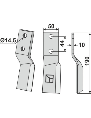 Dent rotative, modèle droit