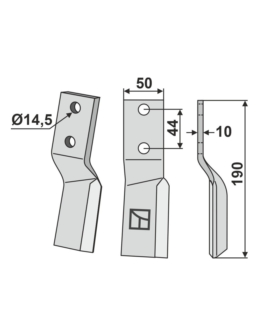 Dent rotative, modèle droit