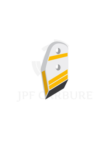Pointe gauche avec plaquettes carbure et rechargement pour soc de charrue.