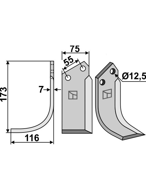 Couteau, modèle gauche