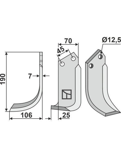 Couteau, modèle gauche