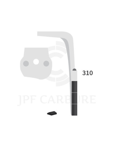 Dent de herse rotative droite 3 plaquettes carbure, fixation rapide.
